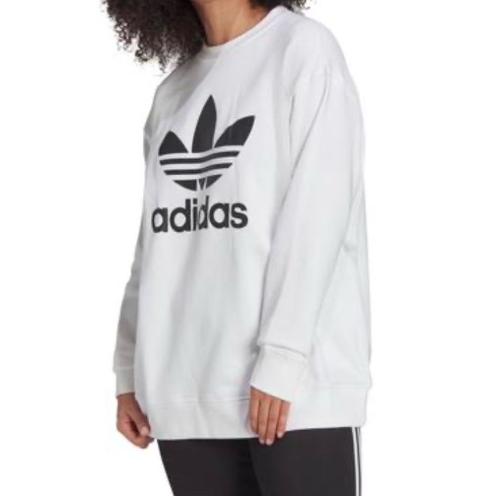 NWT Adidas Women's White and Black Logo Crewneck Sweatshirt